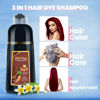 Picture of IIIMEIDU Hair Dye Shampoo 3 in 1 for Gray Hair, Herbal Ingredients Shampoo Burgundy Hair Dye for Women Men, Grey Coverage Shampoo 500ml