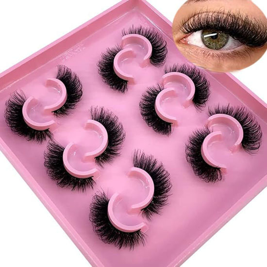 Picture of HBZGTLAD 6 Pairs Fluffy False Eyelashes Natural Faux Mink Strip 3D Lashes Pack (MSD-4)