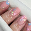 Picture of 9 Packs (216 Pcs) Press on Nails, Jsiallye Pink Gradient Press on Nails Square Coffin, Pearl French Press on Nails Almond, Glue on Nails for Girl Nail Art, 12 Size of Fake Nails - 9 Styles Nail Kits