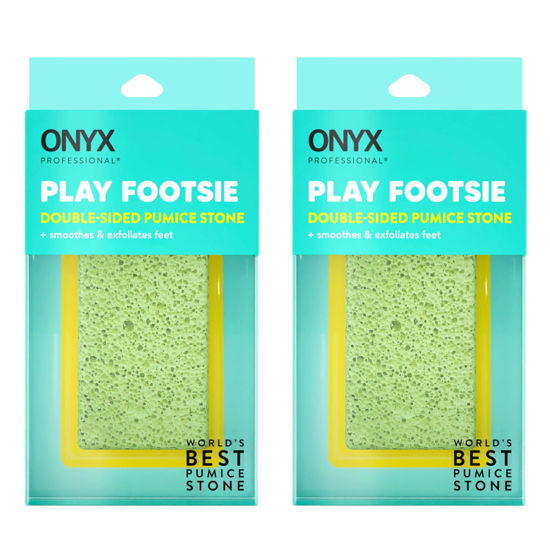 Picture of Onyx Professional 2 in 1 Pumice Stone, 100% Siliglass Callus Remover for Feet, Elbows, Knees, Dead Skin, Heels, Hands, Foot File Scrubber Exfoliator Removes Hard, Rough, Dry Skin (2 Pack)