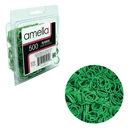 Picture of Amelia Beauty | 500 Count 1/2" Rubber Bands | Premium US Made Rubber Hair Ties | Ideal for Ponytails, Braids & Beards | Strong All Day Hold | Convenient Re-closable Container | Lime