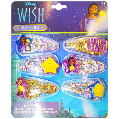 Picture of Disney Wish Girls Cute Hair Clips with Favorite Character Charms, Magical Confetti Hair Accessories for Toddlers Ages 3+