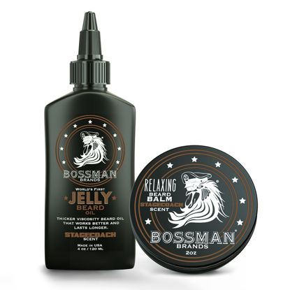 Picture of Bossman Beard Oil Jelly and Relaxing Beard Balm Combo- Stagecoach Scent