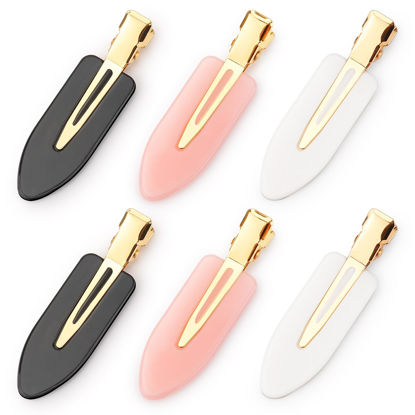 Picture of D 6 Pcs Hair Clips No bend Hair Clips No Crease Hair Clip Makeup Clips for Women and Girls Flat Hair Clips for Hairstyling Salon Golden Handle