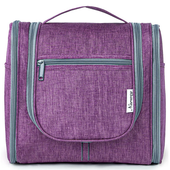 Picture of Hanging Toiletry Bag for Women Travel Makeup Bag Organizer Toiletries Bag for Cosmetics Essentials Accessories (Large, Dark Purple)