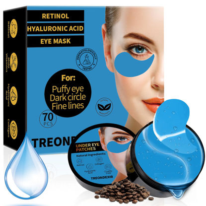 Picture of Under Eye Masks for Dark Circles and Puffiness 70PCS, Under Eye Patches for Puffy Eyes Treatment, Under Eye Gel Pads w/Collagen, Retinol, Hyaluronic Acid for Eye Bags Treatment, Gel Eye Mask Skincare