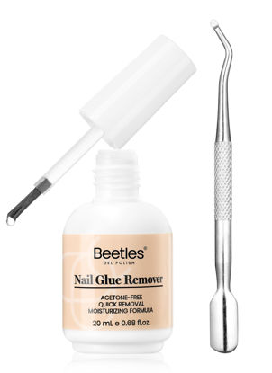 Picture of Beetles Nail Glue Remover Glue 20ml for False Nails, Press on Nails Glue Remover for Fake Nail Tips Acrylic Nail Adhesive Remover with Cuticle Pusher, Not for Uv Gel Glue or Gel Polish