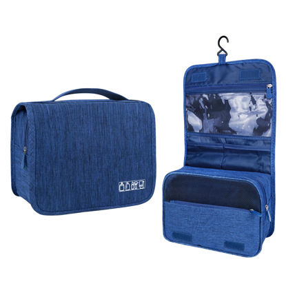 Picture of Lcsmaokin Large Capacity Toiletry Bag Travel Bag with Hanging Hook for Men and Women Waterproof Travel Cosmetic Bag Bathroom Storage Bag for Brushes Set, Full-Sized Shampoo, Toiletries, (Navy Blue)