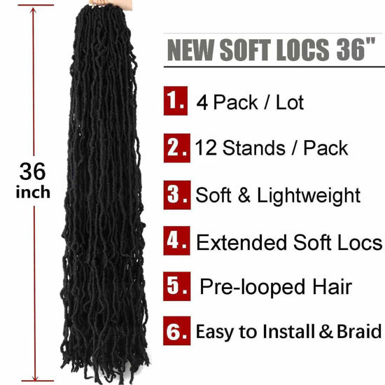 GetUSCart- 4 Packs Soft Locs Crochet Hair Pre Looped 36 Inch Long Faux ...