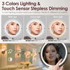 Picture of Rocollos Rechargeable Wall Mounted Lighted Makeup Mirror, 8 Inch Double-Sided LED Vanity Mirror 1X/10X Magnification,3 Color Lights Touch Screen Dimmable 360°Swivel 13 Inch Extendable