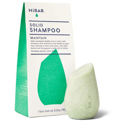 Picture of HIBAR - Maintain Shampoo Bar - For Well-Balanced Hair - Cleansing & Nourishing - With Honey, Shea Butter & Vitamin B5 - Plastic-Free - Soap, Paraben & Sulfate-Free - Color Safe - 1 Solid Bar