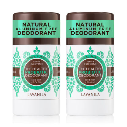 Picture of Lavanila Natural Aluminum Free Deodorant 2-Pack, Vanilla Eucalyptus - The Healthy Deodorant for Men and Women, Solid Stick (2 Ounce Each), Vegan