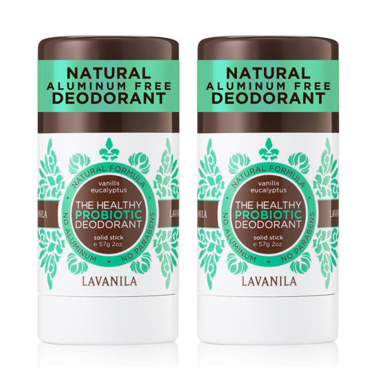 Picture of Lavanila Natural Aluminum Free Deodorant 2-Pack, Vanilla Eucalyptus - The Healthy Deodorant for Men and Women, Solid Stick (2 Ounce Each), Vegan