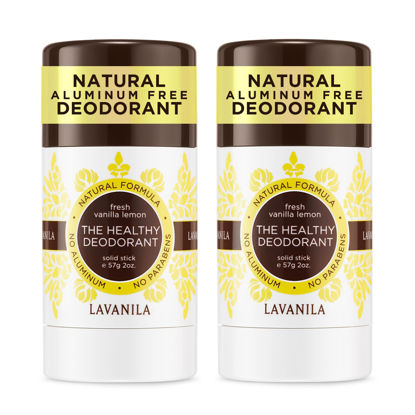 Picture of Lavanila Natural Aluminum Free Deodorant 2-Pack, Vanilla Lemon - The Healthy Deodorant for Men and Women, Solid Stick (2 Ounce Each), Vegan