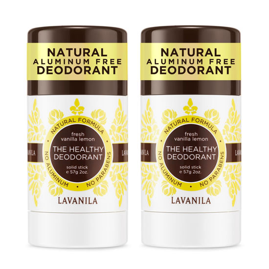 Picture of Lavanila Natural Aluminum Free Deodorant 2-Pack, Vanilla Lemon - The Healthy Deodorant for Men and Women, Solid Stick (2 Ounce Each), Vegan