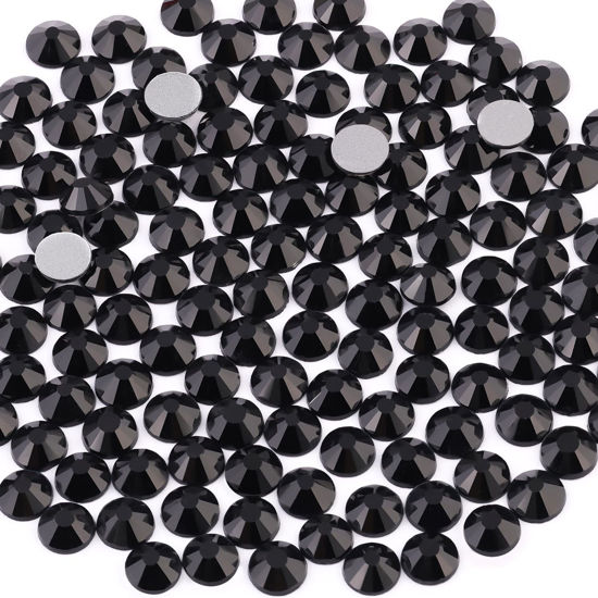 Picture of 3000PCS SS8/2.5mm Crystal Rhinestones (Jet Black), Bedazzling Flatback Glass Rhinestones for Crafting DIY Nail Art Makeup Decoration, Gems Diomand Charms for Tumbler Shoes Clothing Mug