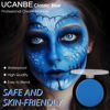 Picture of UCANBE Blue Face Body Paint Makeup Foundation, Professional Non-Toxic Greasepaint Palette for Kids & Adults Party, Cream Facepaints for Halloween Cosplay Theater Costume Stage SFX Dress-Up Makeup