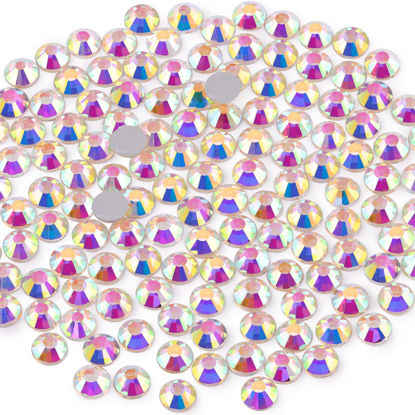 Picture of 400PCS SS34/7mm Crystal Rhinestones (Crystal AB), Bedazzling Flatback Glass Rhinestones for Crafting DIY Nail Art Makeup Decoration, Gems Diomand Charms for Tumbler Shoes Clothing Mug