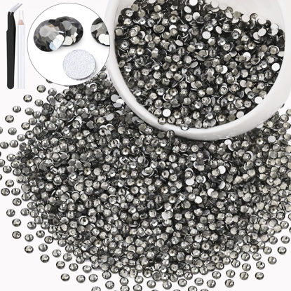 Picture of 3000PCS SS12/3mm Crystal Rhinestones (Black Diamond), Bedazzling Flatback Glass Rhinestones for Crafting DIY Nail Art Makeup Decoration, Gems Diomand Charms for Tumbler Shoes Clothing Mug