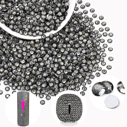 Picture of 2000PCS SS16/4mm Crystal Rhinestones (Black Diamond), Bedazzling Flatback Glass Rhinestones for Crafting DIY Nail Art Makeup Decoration, Gems Diomand Charms for Tumbler Shoes Clothing Mug