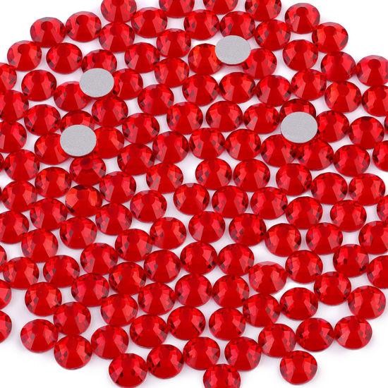 Picture of 3000PCS SS8/2.5mm Crystal Rhinestones (Light Red/Light Siam), Bedazzling Flatback Glass Rhinestones for Crafting DIY Nail Art Makeup Decoration, Gems Diomand Charms for Tumbler Shoes Clothing Mug