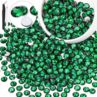 Picture of 600PCS SS30/6mm Crystal Rhinestones (Emerald Green), Bedazzling Flatback Glass Rhinestones for Crafting DIY Nail Art Makeup Decoration, Gems Diomand Charms for Tumbler Shoes Clothing Mug