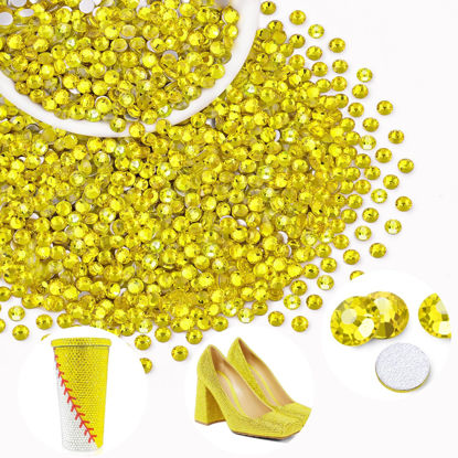 Picture of 2000PCS SS20/5mm Crystal Rhinestones (Lemon Yellow), Bedazzling Flatback Glass Rhinestones for Crafting DIY Nail Art Makeup Decoration, Gems Diomand Charms for Tumbler Shoes Clothing Mug