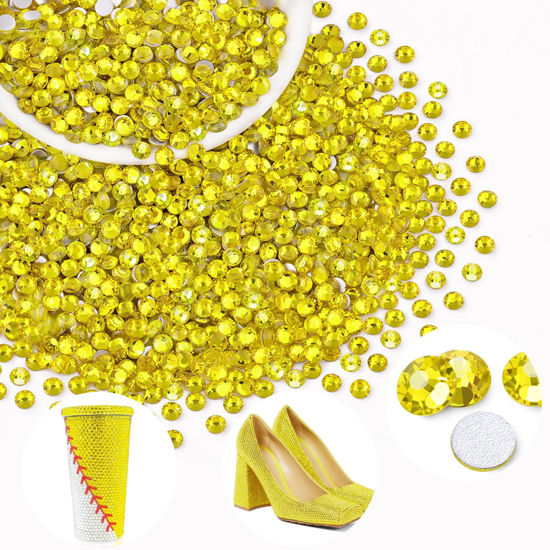 Picture of 2000PCS SS20/5mm Crystal Rhinestones (Lemon Yellow), Bedazzling Flatback Glass Rhinestones for Crafting DIY Nail Art Makeup Decoration, Gems Diomand Charms for Tumbler Shoes Clothing Mug