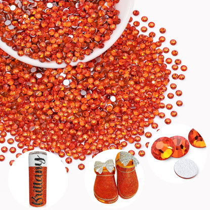 Picture of 3000PCS SS8/2.5mm Crystal Rhinestones (Orange/Hyacinth), Bedazzling Flatback Glass Rhinestones for Crafting DIY Nail Art Makeup Decoration, Gems Diomand Charms for Tumbler Shoes Clothing Mug