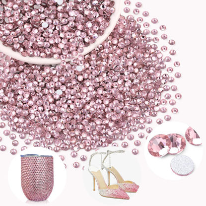 Picture of 2000PCS SS12/3mm Crystal Rhinestones (Light Pink), Bedazzling Flatback Glass Rhinestones for Crafting DIY Nail Art Makeup Decoration, Gems Diomand Charms for Tumbler Shoes Clothing Mug