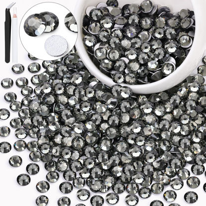 Picture of 600PCS SS30/6mm Crystal Rhinestones (Black Diamond), Bedazzling Flatback Glass Rhinestones for Crafting DIY Nail Art Makeup Decoration, Gems Diomand Charms for Tumbler Shoes Clothing Mug