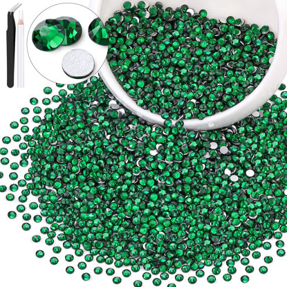 Picture of 3000PCS SS12/3mm Crystal Rhinestones (Emerald Green), Bedazzling Flatback Glass Rhinestones for Crafting DIY Nail Art Makeup Decoration, Gems Diomand Charms for Tumbler Shoes Clothing Mug