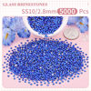 Picture of 5000PCS SS10/2.8mm Crystal Rhinestones (Blue/Sapphire), Bedazzling Flatback Glass Rhinestones for Crafting DIY Nail Art Makeup Decoration, Gems Diomand Charms for Tumbler Shoes Clothing Mug