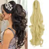 Picture of OMGREAT Long Claw Clip in Ponytail Extensions Synthetic Thick Hairpieces 24Inch Pony Tail for Women with a jaw Claw Bleach Blonde
