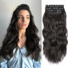 Picture of Natural Black Hair Extensions, 4Pcs Clip in Hair Extensions, 20 Inches Synthetic Hair Extensions Clip ins, Curly Hair Extensions Clip in Human Hair (Color:Natural Black)
