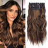 Picture of 4Pcs Clip in Hair Extensions, Long Wavy Synthetic Hair Extension Clip in, 20 Inches Brown Hair Extensions for Women (Color:Chestnut Brown Mix Light Brown)