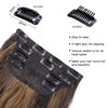 Picture of 4Pcs Clip in Hair Extensions, Long Wavy Synthetic Hair Extension Clip in, 20 Inches Brown Hair Extensions for Women (Color:Chestnut Brown Mix Light Brown)