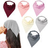 Picture of 6 Pack Hair Scarf Headband for Women - Elastic Hair Kerchief Large Boho Triangle Bandana Head Scarf with Clips Non Slip Solid Color Headbands Hair Scarves for Teen Girls