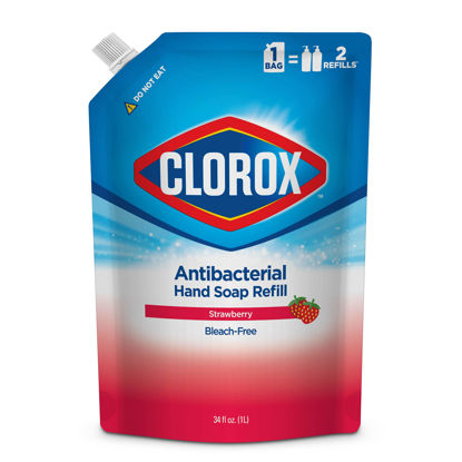 Picture of Clorox Liquid Hand Soap Refill 34 oz Scent Liquid Hand Washing Soap Refill Washes Away Dirt on Skin Soft on Hands Tough on Dirt, Strawberry - Clorox Hand Soap, Hand Wash, Foam Soap, Kitchen Hand Soap