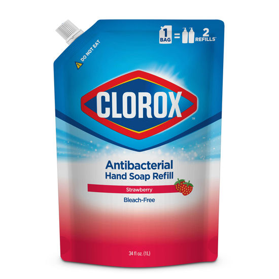 Picture of Clorox Liquid Hand Soap Refill 34 oz Scent Liquid Hand Washing Soap Refill Washes Away Dirt on Skin Soft on Hands Tough on Dirt, Strawberry - Clorox Hand Soap, Hand Wash, Foam Soap, Kitchen Hand Soap