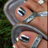 Picture of KXAMELIE Silver Chrome Square Press on Toenails Short,Glossy Fake Toenails Acrylic Toe Nails,Cute Mirror Metallic Toenails for Women Girls in 24 PCS,Seamless Fit Shimmer Glue-on Fake Toe Nails