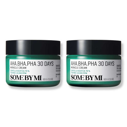 Picture of SOME BY MI AHA BHA PHA 30 Days Miracle Cream - Pack of 2 - Mild Exfoliating Korean Face Moisturizer for All Skin Types - Daily Skin Prep Soothing and Blemish Relief Face Cream - Korean Skin Care
