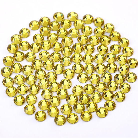 Picture of Novani Rhinestones 3000Pcs Flatback Crystal Round Loose Gemstones Glass Rhinestones for Crafts Makeup Nail Art Clothes Shoes DIY Decorations(SS6, 1.9-2.0mm,Citrine)