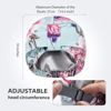 Picture of INNELO Luxury Shower Cap for Women Reusable Waterproof, Double Layered Shower Hair Cap with Adjustable Elastic Strap, Large Satin Lined Shower Bath Cap for Long Curly Straight Hair, Green-Flower