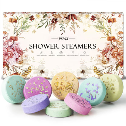 Picture of Psnli Shower Steamers Aromatherapy Stocking Stuffers 8 Scents, Christmas Gifts for Women Elegant Packaging Birthdays Gifts for Mom, Lavender Natural Essential Oil Home Spa Self Care & Relaxing