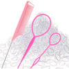 Picture of 1000Pcs Hair Rubber Bands, Soft Small Hair Elastics for Girls and Women, 2pcs Topsy Tail Tools, 1 Rat Tail Comb, Pink Schembo