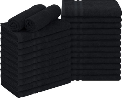 Picture of Utopia Towels - Cotton Bleach Proof Salon Towel (16x27 inches) - Bleach Safe Gym 100% Cotton Hand Towel (24 Pack, Black)