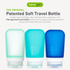 Picture of humangear GoToob+ 3-Pack (Medium) | Refillable Silicone Travel Bottle | Locking Lid | Food-Safe Material | Mint/Aqua/Teal, Medium (2.5 fl.oz.; 74ml)