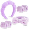 Picture of VELSCRUN 6 Pack Purple Microfiber Bow Tie Hair Band Set, Hair Accessories for Women's Facial Care Gifts