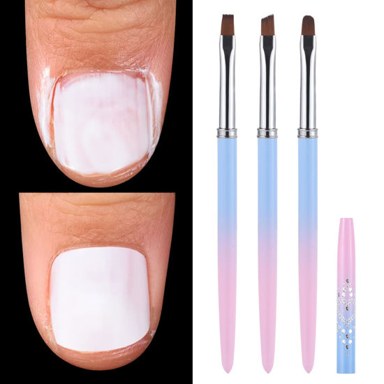 Picture of INENK for OPI Nail Polish Remover, 3PCS Nail Clean UP Brushes for Cleaning Polish Mistakes on the Cuticles, Acetone Resistant Nail Brush for Nail Art and Designs